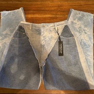 Maniere De Voir Contrast Denim Straight Leg Jeans